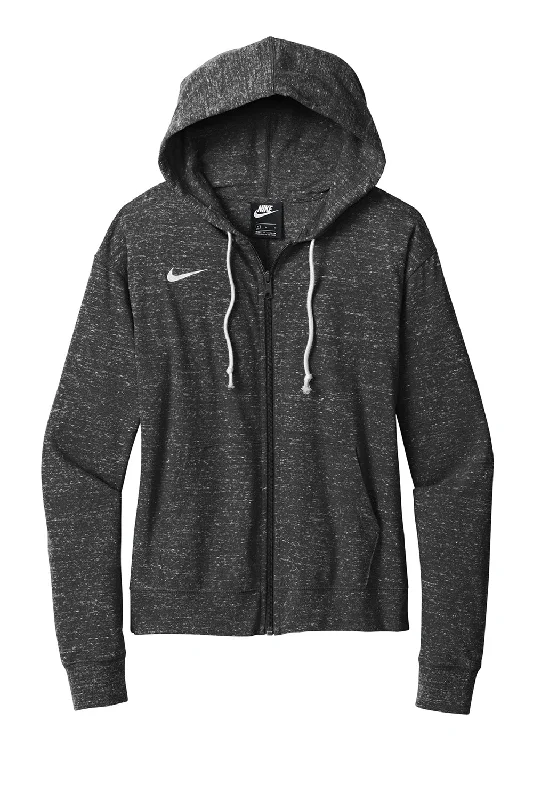 Nike Womens Gym Vintage Full Zip Hooded Sweatshirt Hoodie - Team Black