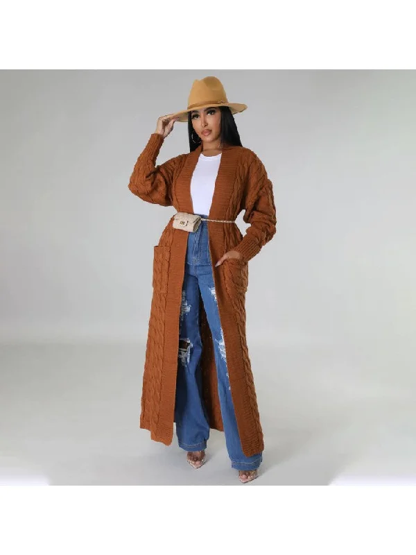 Patchwork Pure Color Long Sleeve Sweater Coat