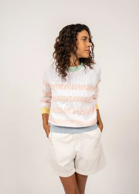 Pull en coton Malaga - rayé, esprit sweat (BLANC/PAST CLUB)