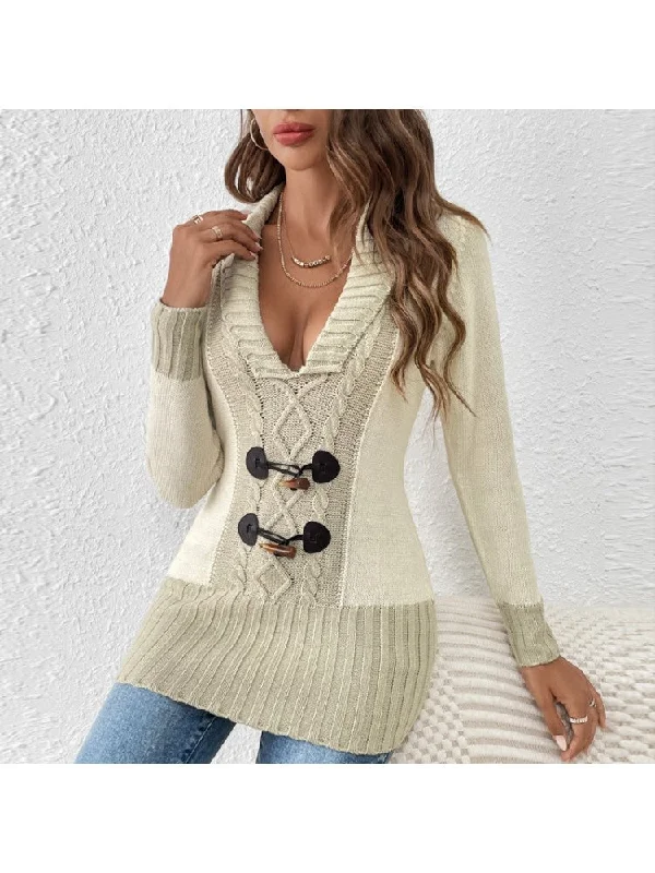 Pullover Knitting V Neck Slim Sweater