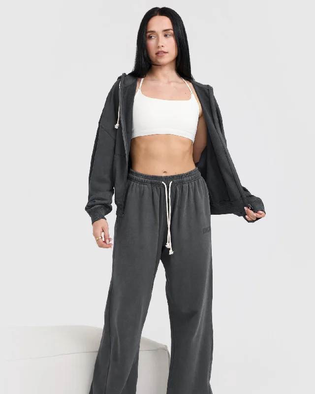 Raw Lounge Wide Leg Joggers | Coal