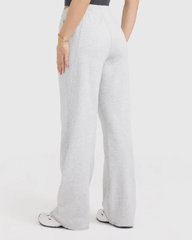 Raw Lounge Wide Leg Joggers | Light Grey Marl