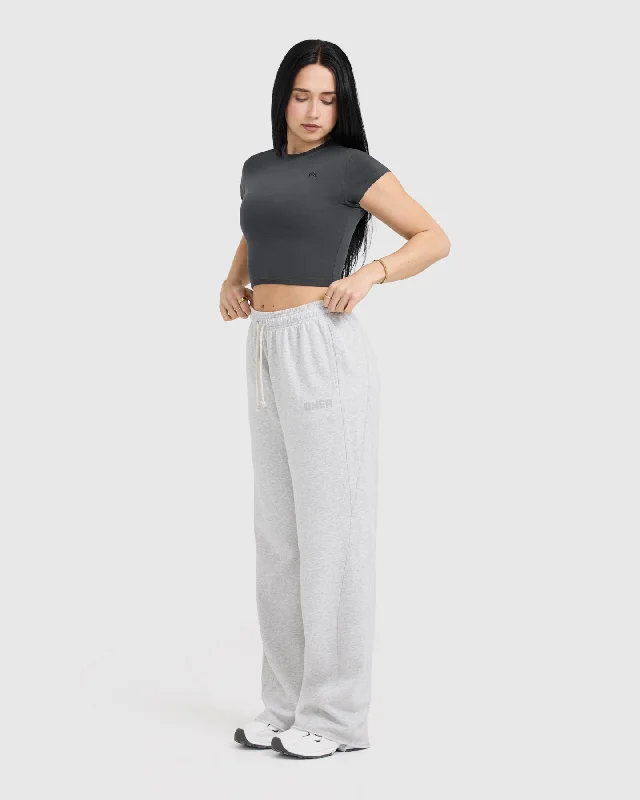 Raw Lounge Wide Leg Joggers | Light Grey Marl