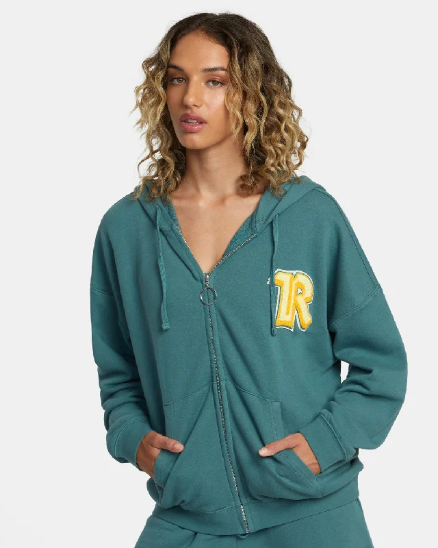 Rose Machado Thrift Zip-Up Hoodie - Teal