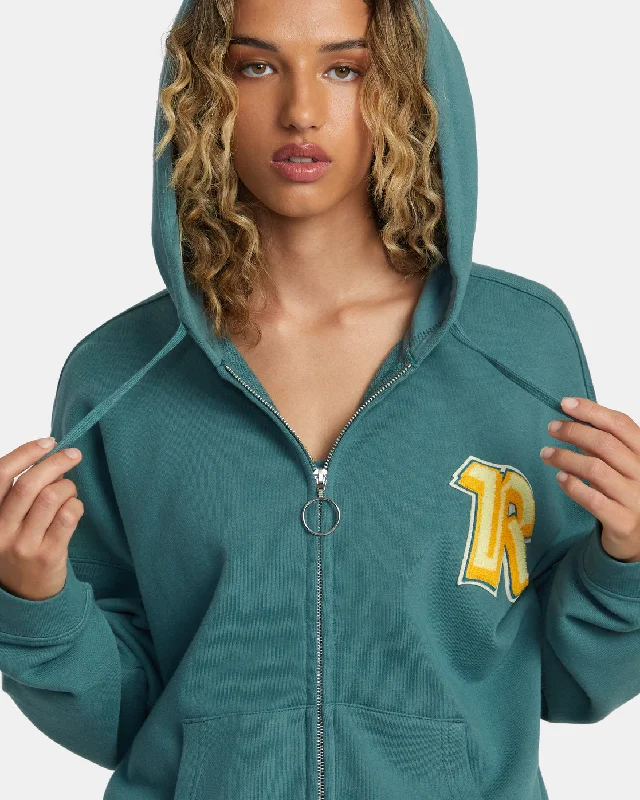 Rose Machado Thrift Zip-Up Hoodie - Teal