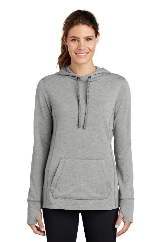 Sport-Tek Womens Moisture Wicking Fleece Hooded Sweatshirt Hoodie - Heather Light Grey