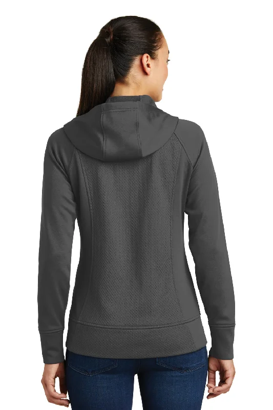 Sport-Tek Womens Rival Tech Moisture Wicking Fleece Full Zip Hooded Sweatshirt Hoodie - Iron Grey - Closeout