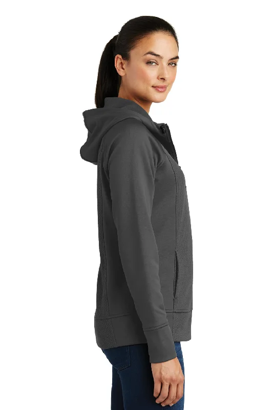 Sport-Tek Womens Rival Tech Moisture Wicking Fleece Full Zip Hooded Sweatshirt Hoodie - Iron Grey - Closeout