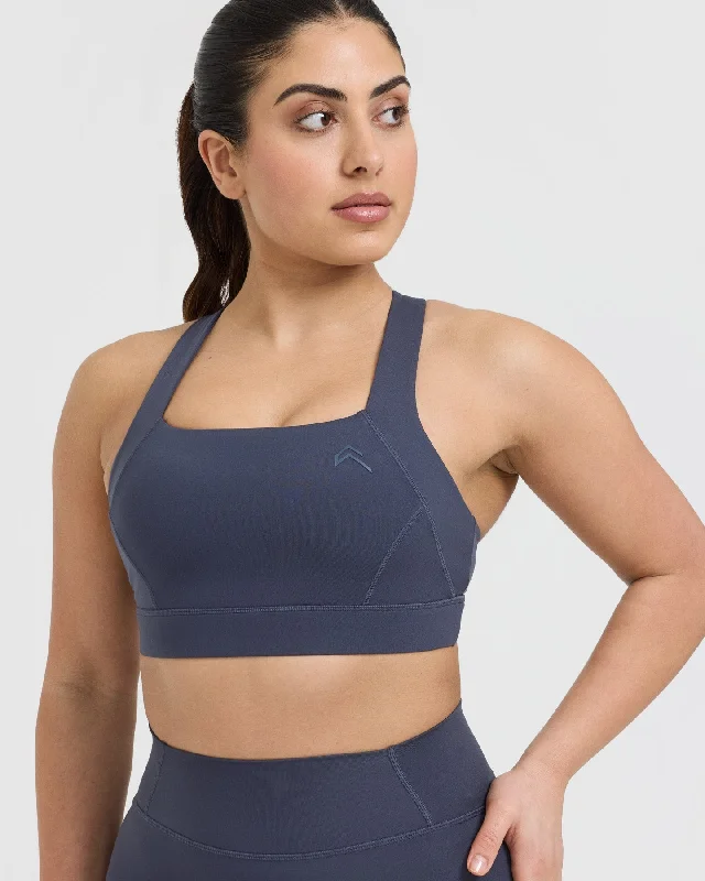 Timeless Wide Strap Sports Bra | True Blue