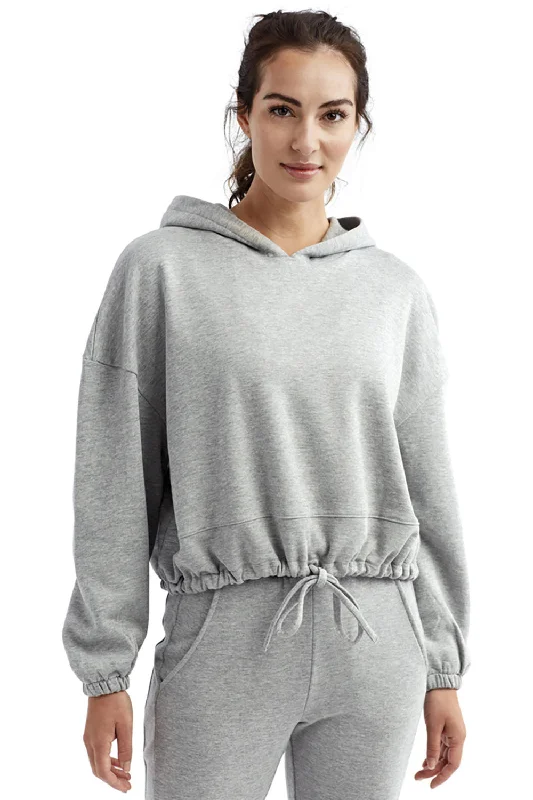 TriDri Womens Maria Cropped Hooded Sweatshirt Hoodie - Heather Grey