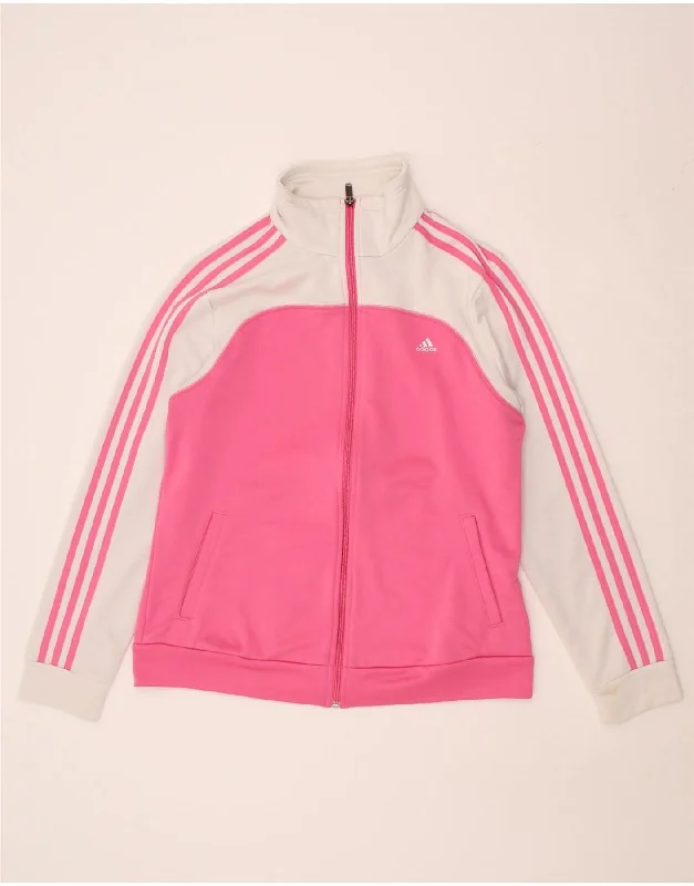 ADIDAS Womens Tracksuit Top Jacket UK 16/18 Large Pink Colourblock