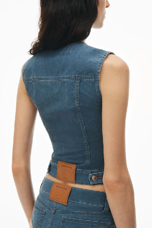 ALEXANDER WANG Women Trompe Loeil Denim Fitted Vest