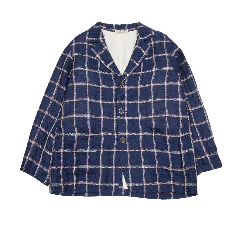 Antiquités Linen Jacket in Navy Check