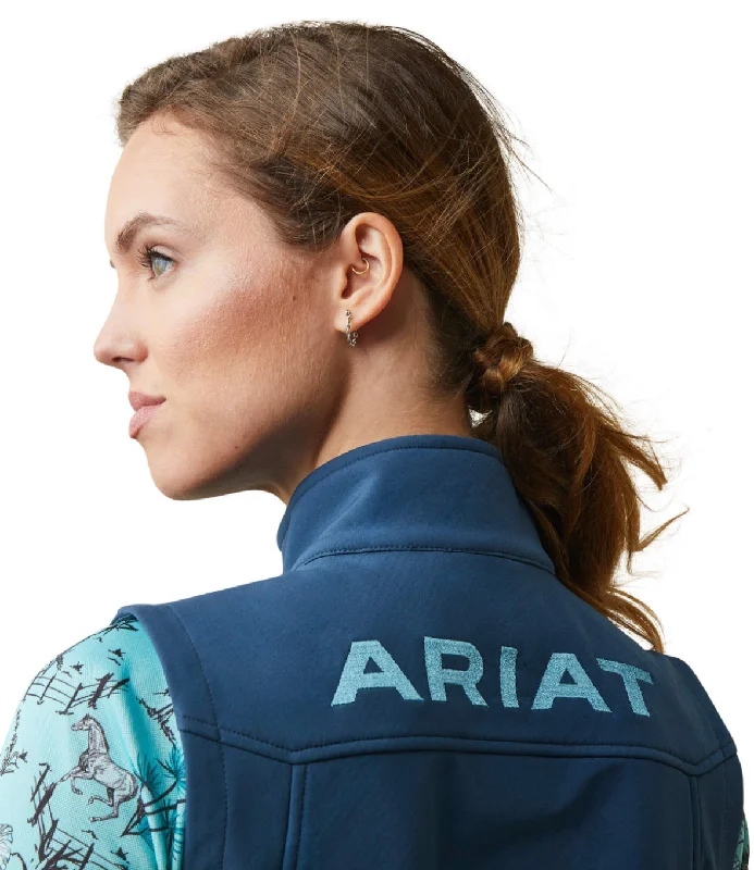 Ariat women softshell vest - Deep Petroleum / mosaic blue