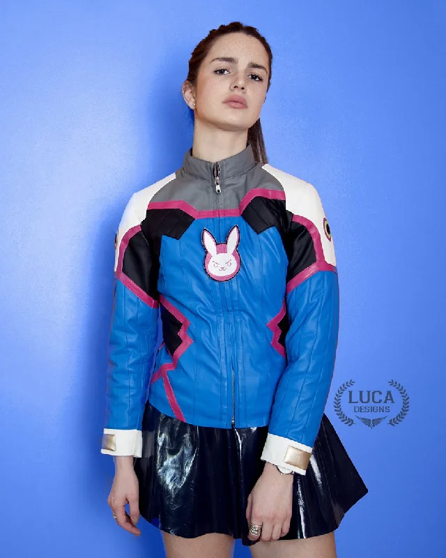 Women's D.Va Blue Leather Jacket