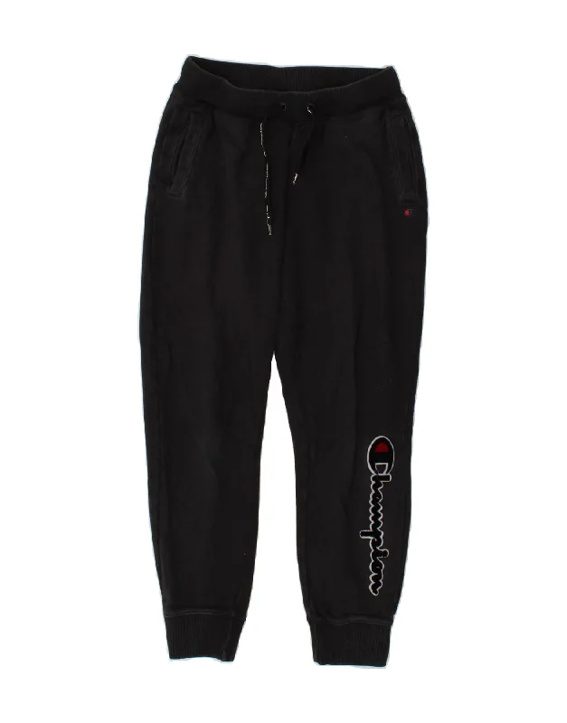 CHAMPION Womens Graphic Tracksuit Trousers Joggers UK 12 Medium Black