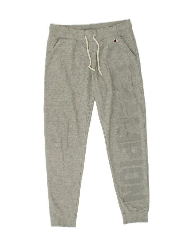 CHAMPION Womens Graphic Tracksuit Trousers Joggers UK 14 Medium Grey