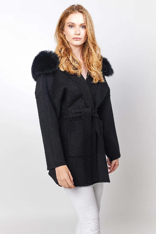 Constance Cashmere Coat - Black