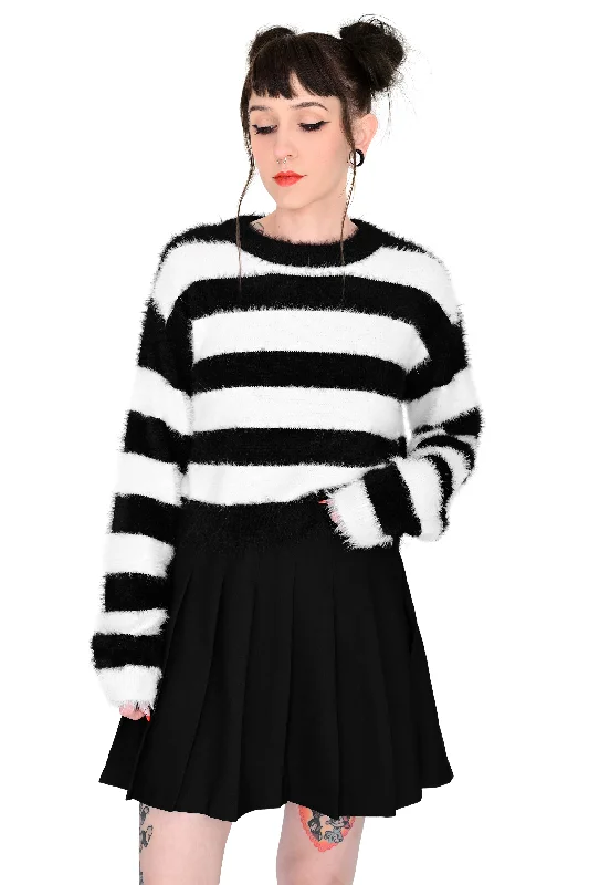 Fuzzy Striped Crop Sweater - 3XL/4XL left!