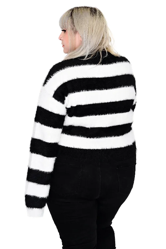 Fuzzy Striped Crop Sweater - 3XL/4XL left!