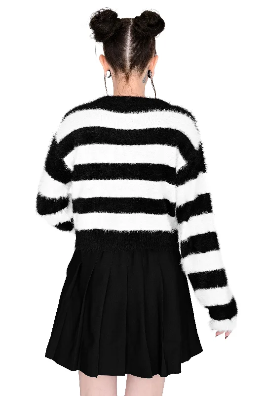 Fuzzy Striped Crop Sweater - 3XL/4XL left!