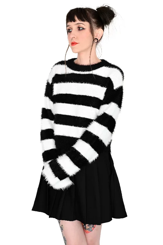 Fuzzy Striped Crop Sweater - 3XL/4XL left!