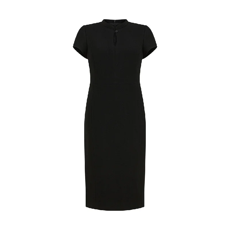 Hollie Tailored Wool Crepe Black Dress