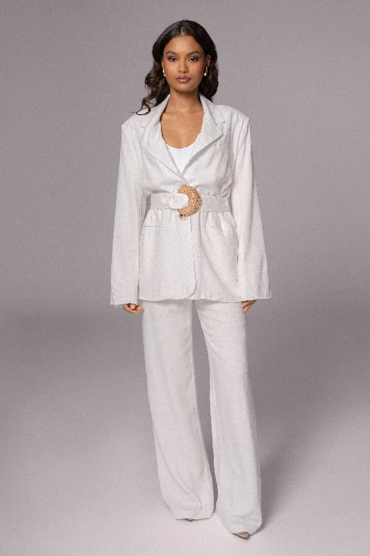 Ivory Ocean Breeze Linen Blazer