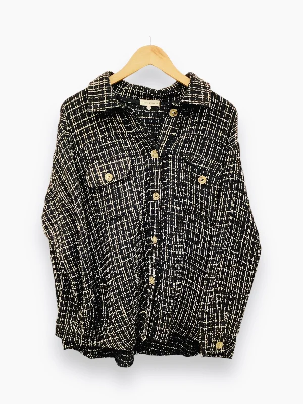 Jacket Shirt By And The Way  In Black & Cream, Size: 1x