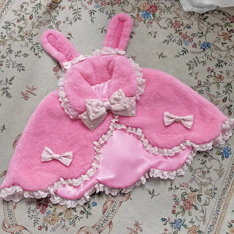 Free size / Strong pink cape + light pink bow