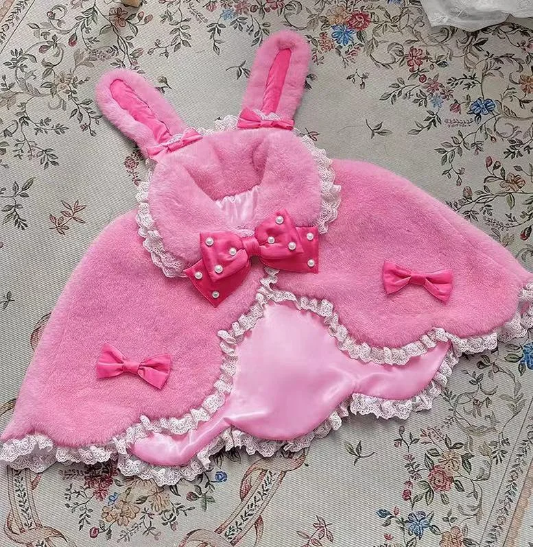 Free size / Strong pink cape + strong pink bow