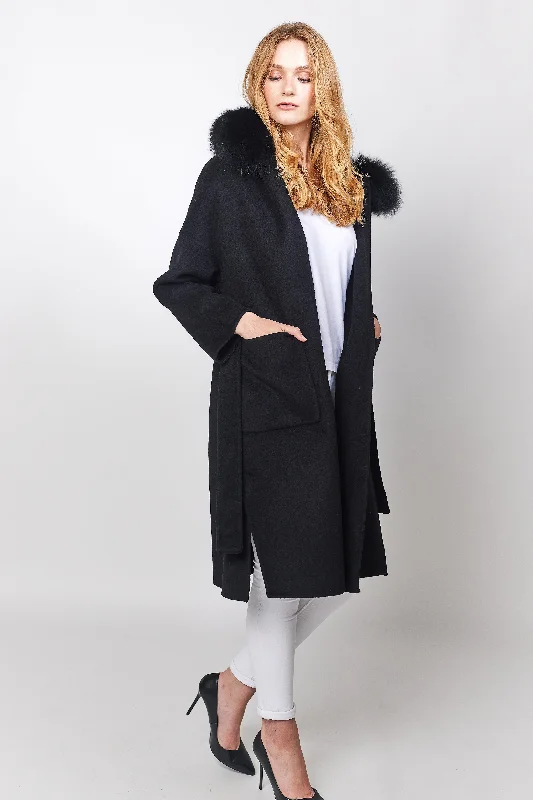 Long Constance Cashmere coat - Black