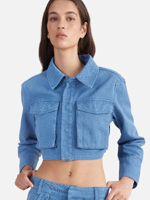 Monica Denim Cropped Jacket - Dazzling Blue