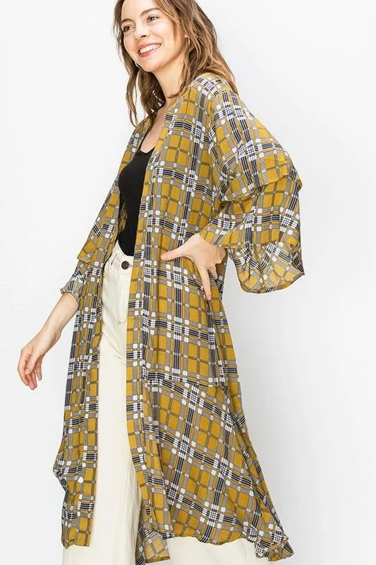 Monica, Mustard plaid kimono