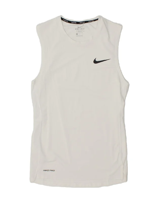 NIKE Womens Dri Fit Vest Top UK 12 Medium White