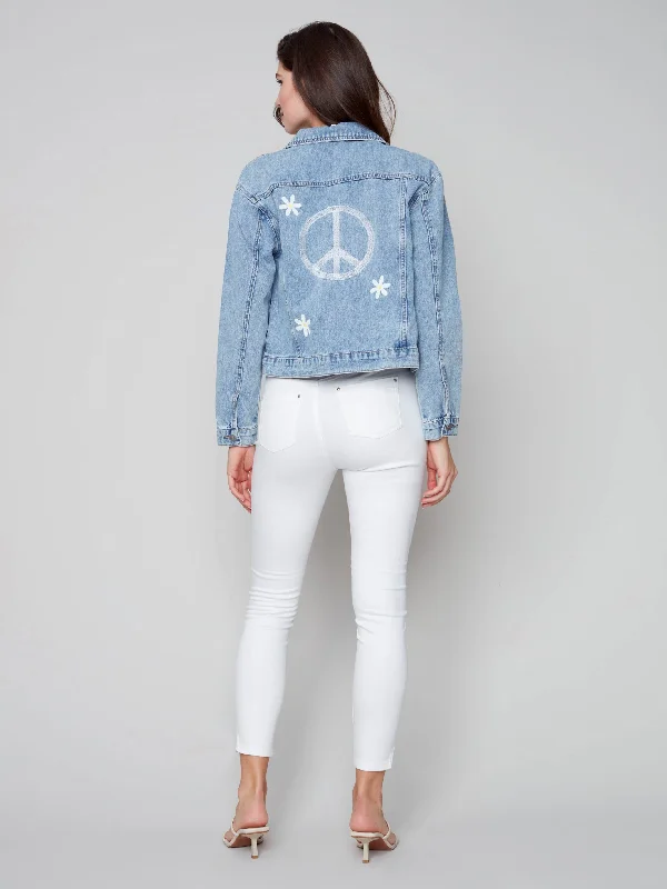 Painted Boyfriend Denim Jacket - Daisy