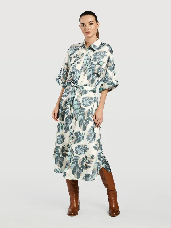 Printed Midi Shirt Dress