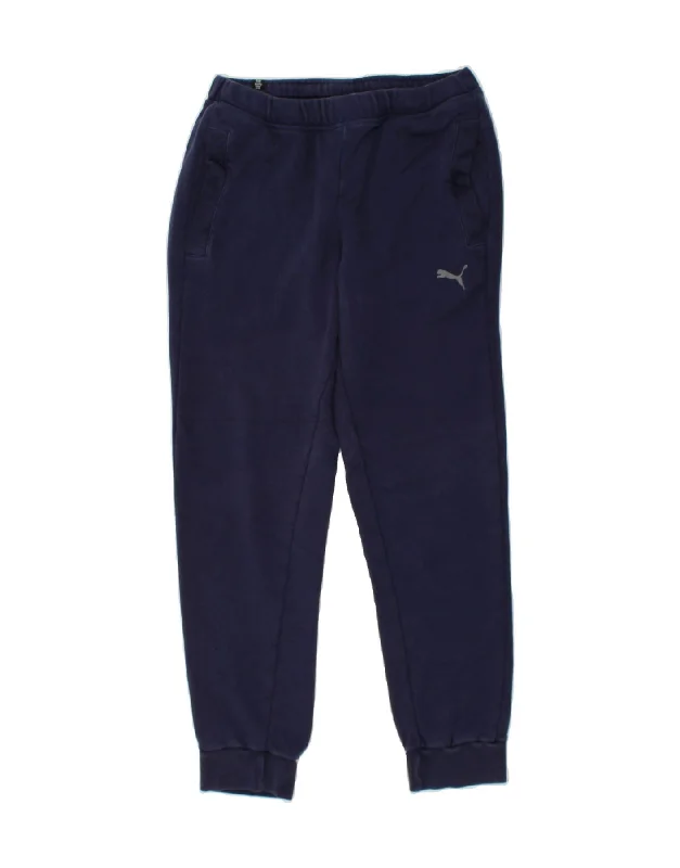 PUMA Womens Tracksuit Trousers Joggers UK 8 Small Navy Blue Cotton