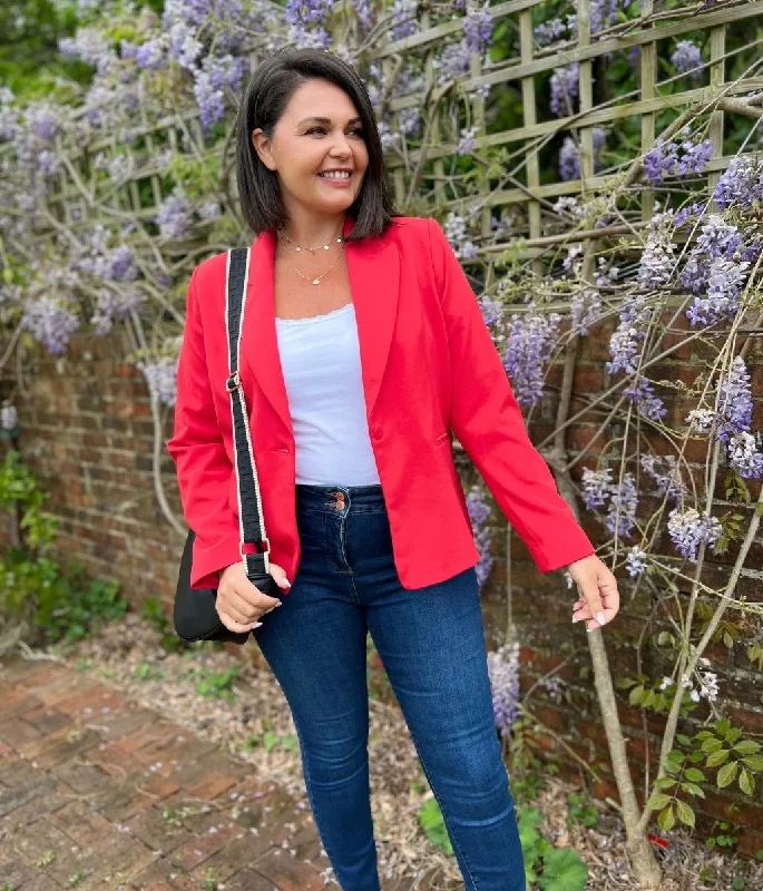 Red Single Breasted Blazer