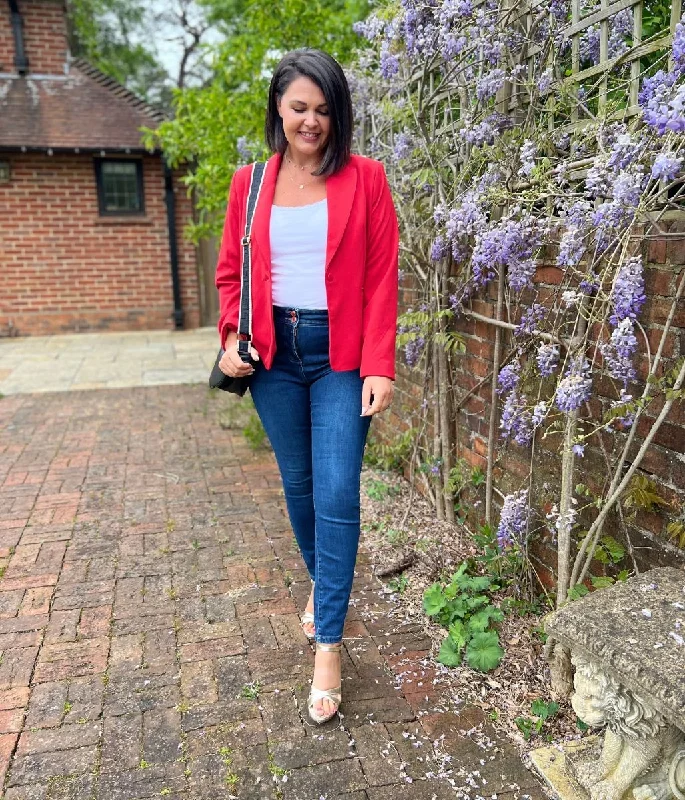 Red Single Breasted Blazer