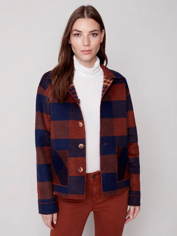 Reversible Plaid Jacket - Cinnamon