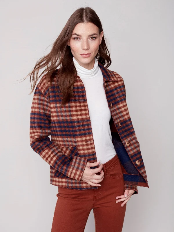 Reversible Plaid Jacket - Cinnamon