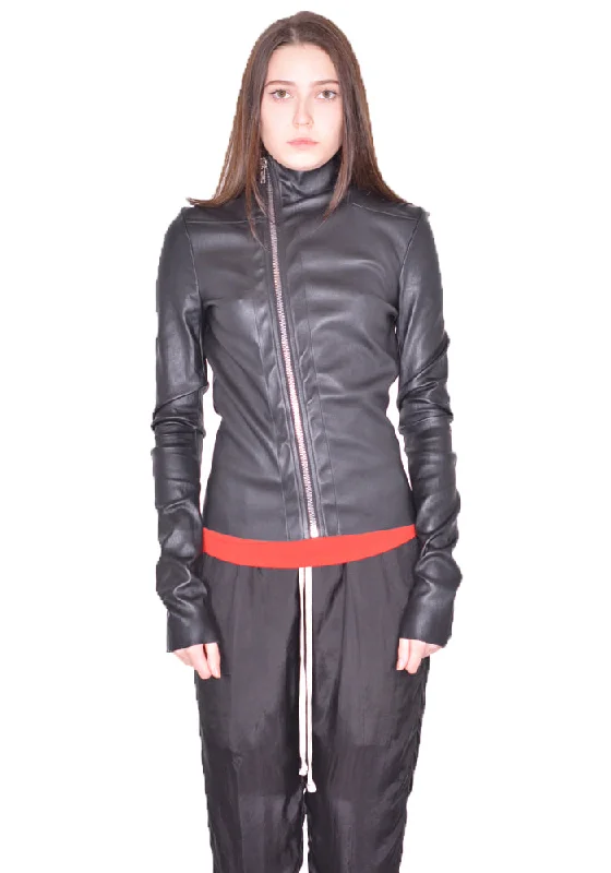 RICK OWENS WOMEN RP01D2701 LS GARY LEATHER JACKET BLACK