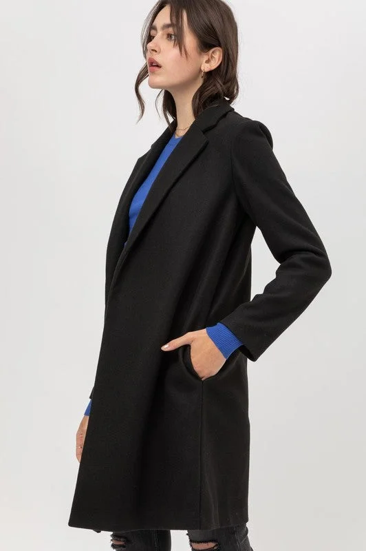 Sara, Long sleeve soft textured coats with pockets