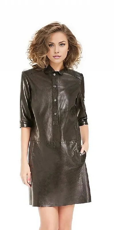 Solange Womens Sheepskin Leather Dress