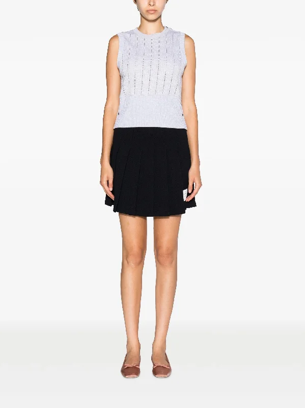 THOM BROWNE Women Shell Top W/ Shoulder Vent In Cotton Pointelle