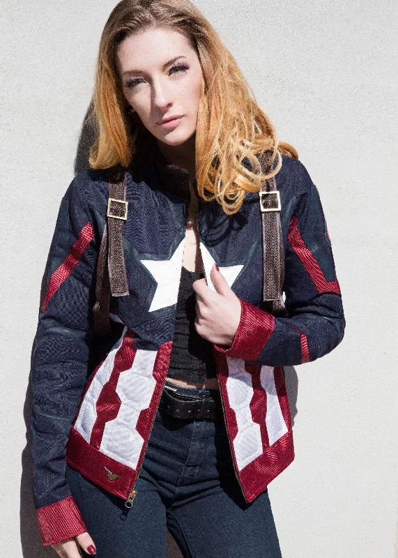 Women's Captain America: Civil War Leather Textile Jacket