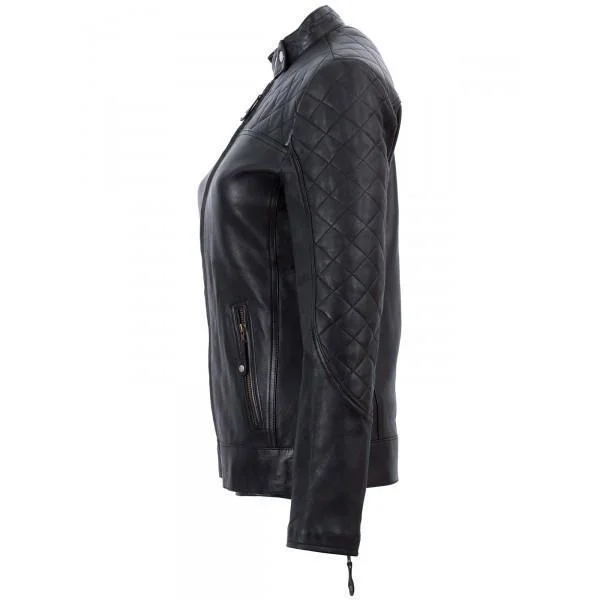 Women's Super Cafe Racer Black Ladies Leather Jacket (Best Selling)