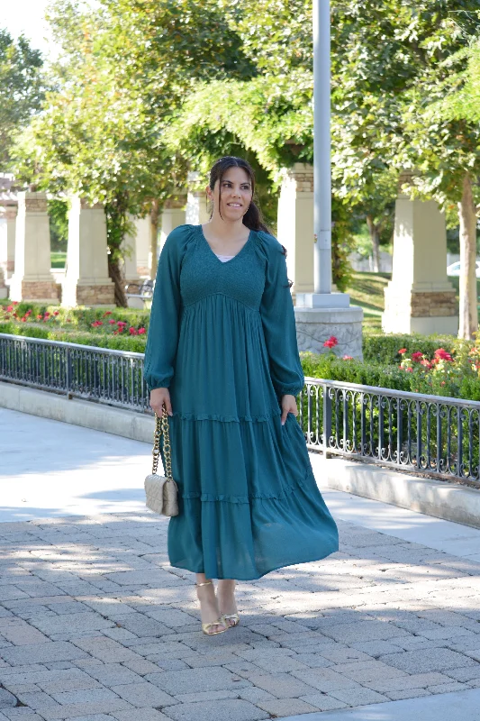 Addilyn Emerald Smocked Maxi Dress