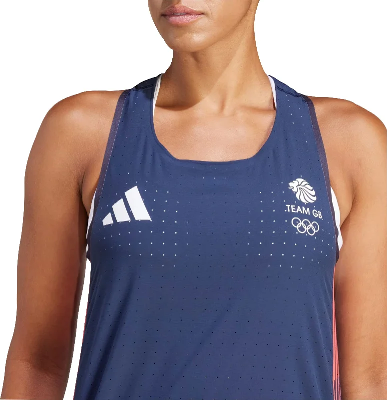 adidas Adizero Team GB Womens Running Vest Tank Top - Blue